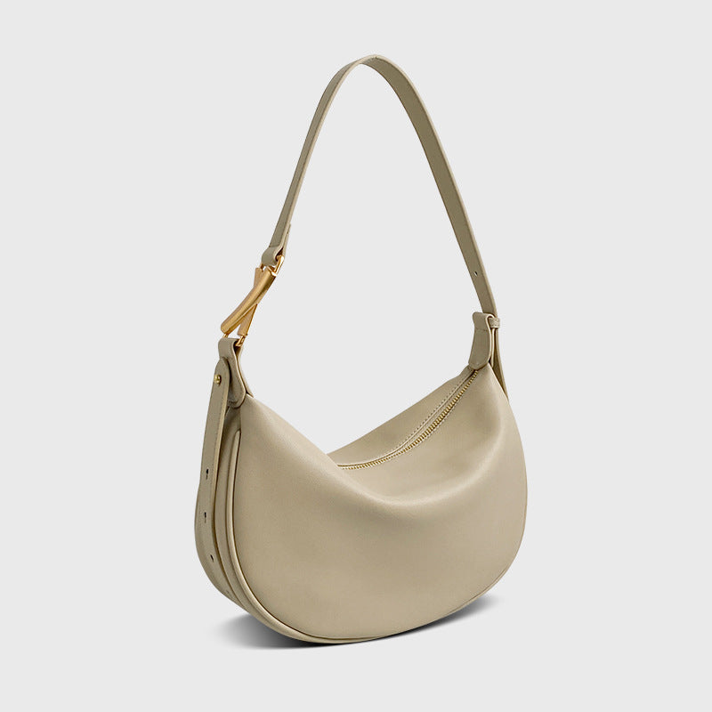 Simple Crescent Crossbody Soft Cow Leather Bag