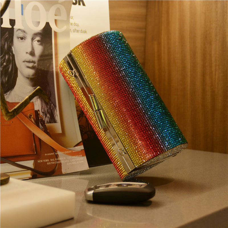 Rainbow Gradient Diamond Luxury Party Clutch