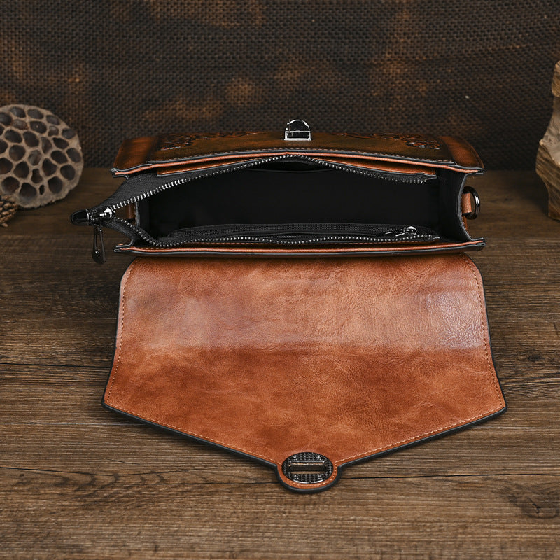 Dual-use Hand-embossed And Rubbed-color Handbags