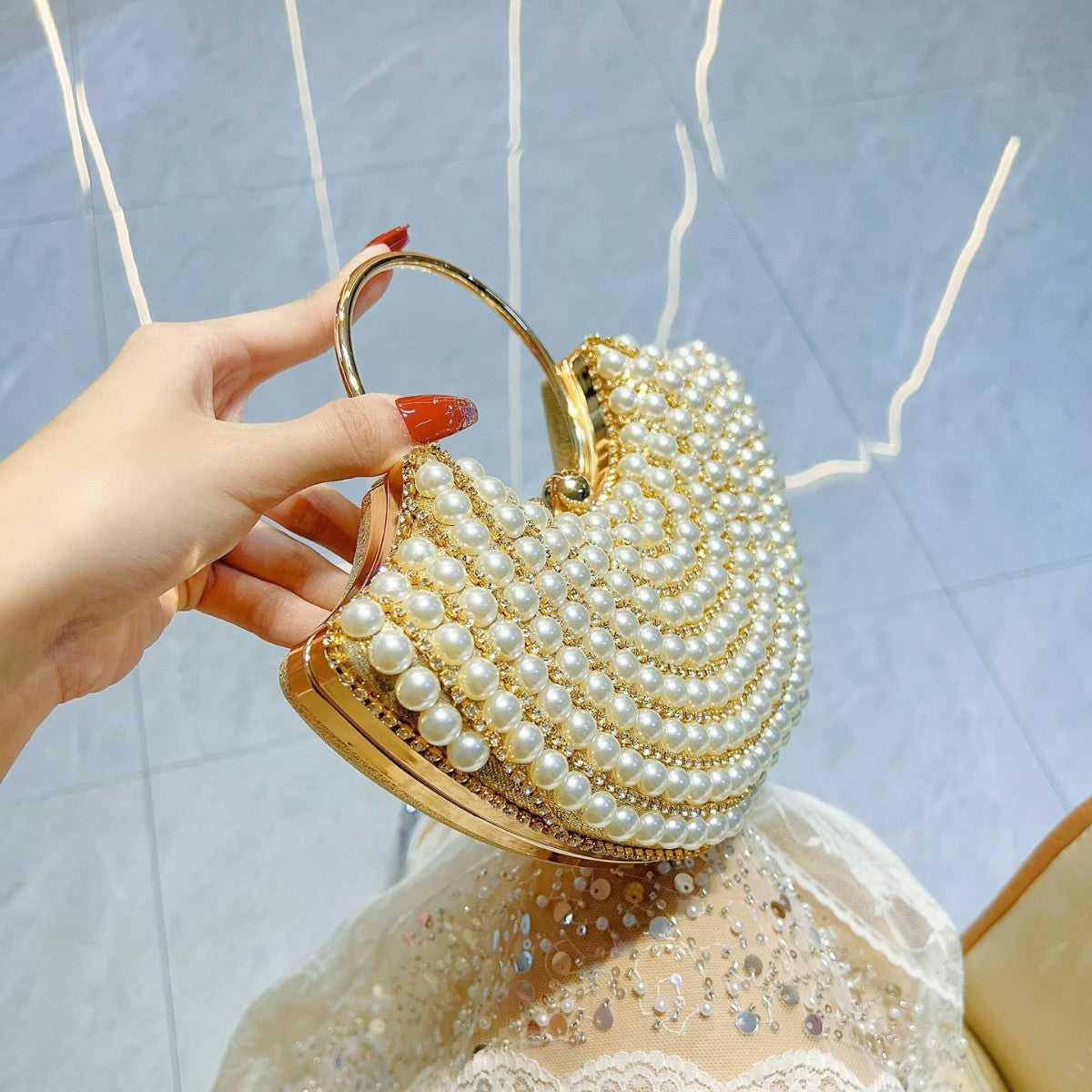 Pearl Classic Style Diamond Elegant Shoulder Bag