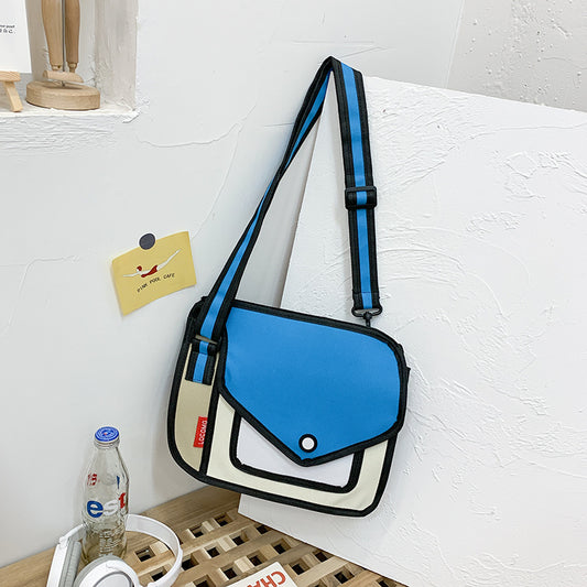 Two-dimensional one-shoulder messenger bag
