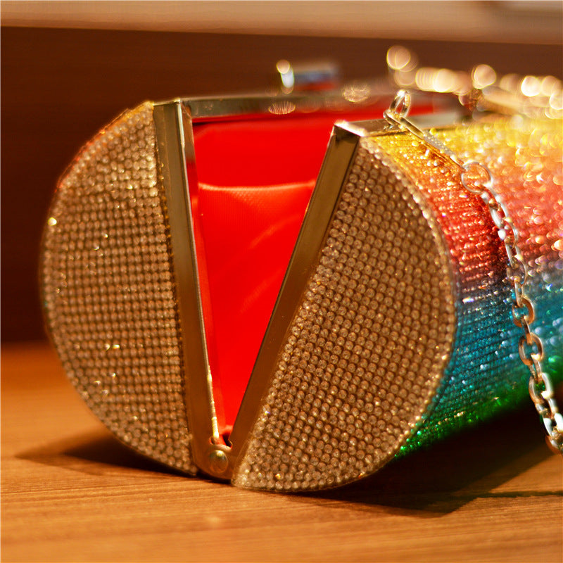Rainbow Gradient Diamond Luxury Party Clutch