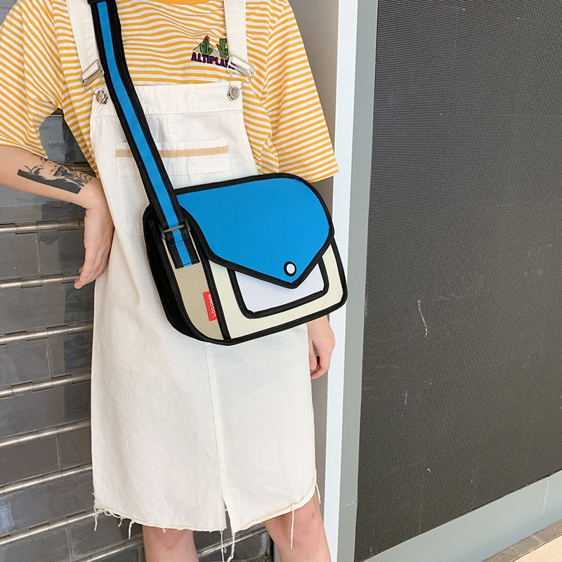 Two-dimensional one-shoulder messenger bag