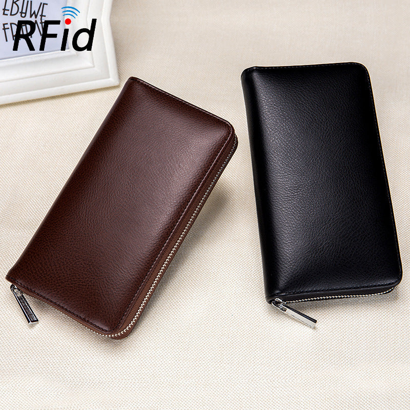 Rfid Many Departments Wallet Cow Genuine Leather 36 Slots Card Holder Cell Phone Pocket