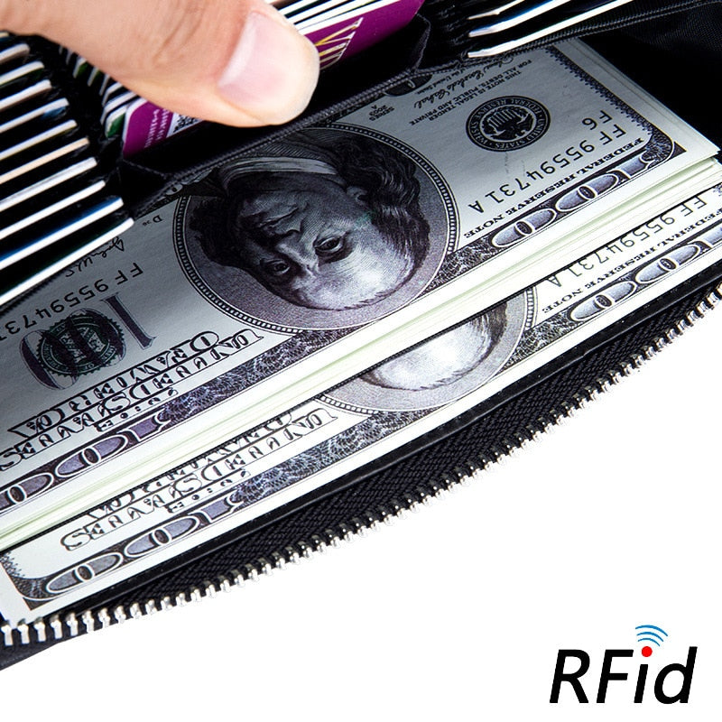 Rfid Many Departments Wallet Cow Genuine Leather 36 Slots Card Holder Cell Phone Pocket