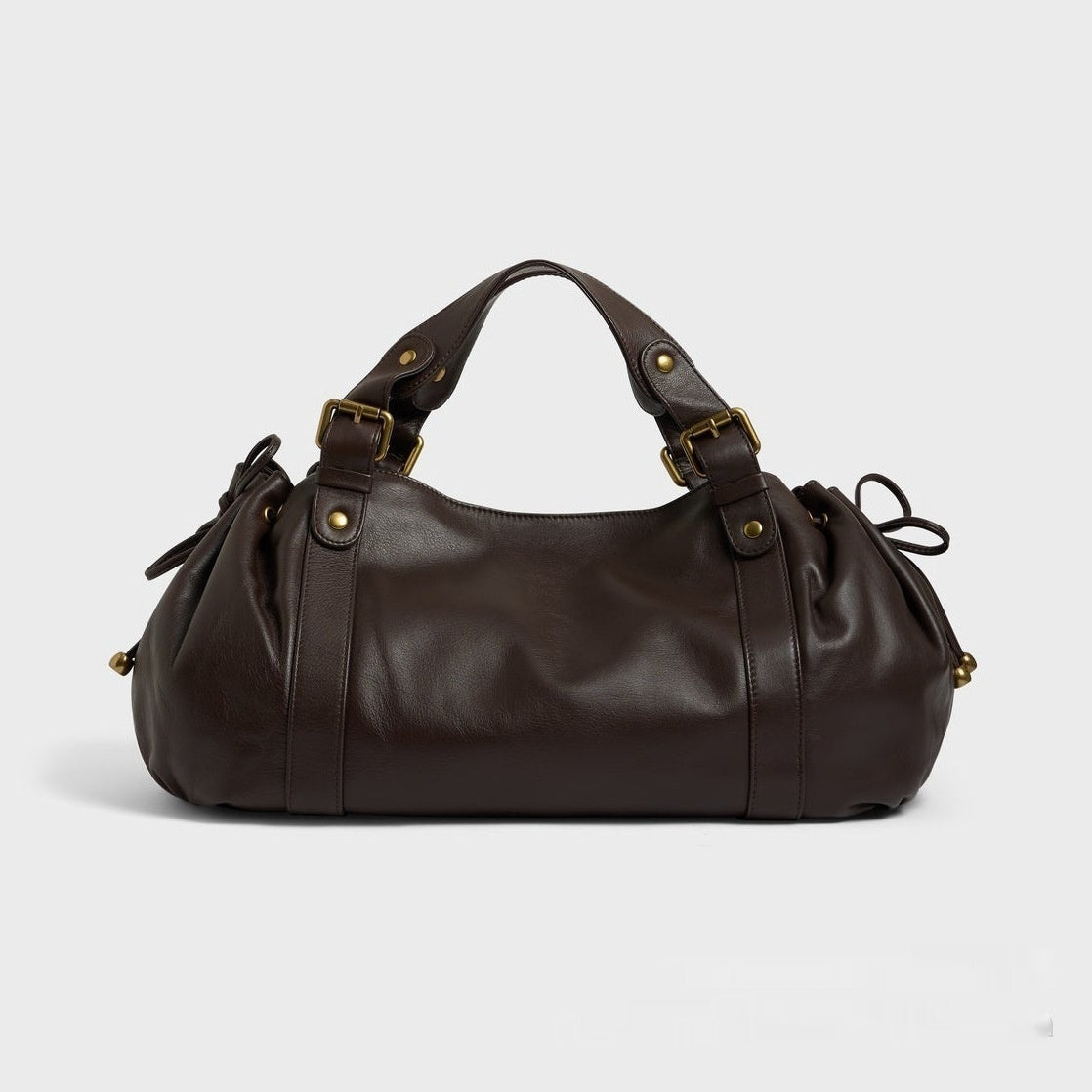 Solid-Color Simple Tote Shoulder Bag
