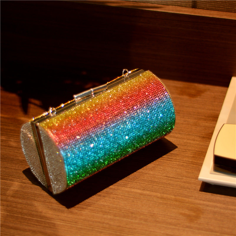 Rainbow Gradient Diamond Luxury Party Clutch