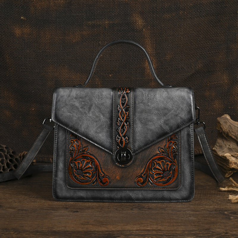 Dual-use Hand-embossed And Rubbed-color Handbags