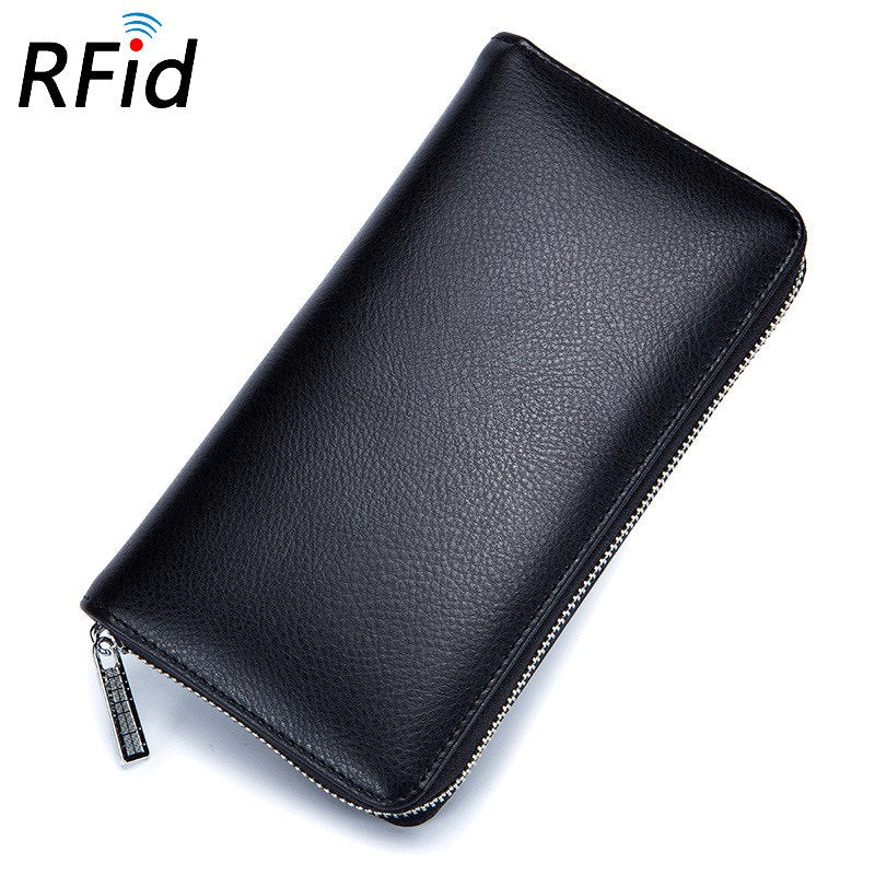 Rfid Many Departments Wallet Cow Genuine Leather 36 Slots Card Holder Cell Phone Pocket
