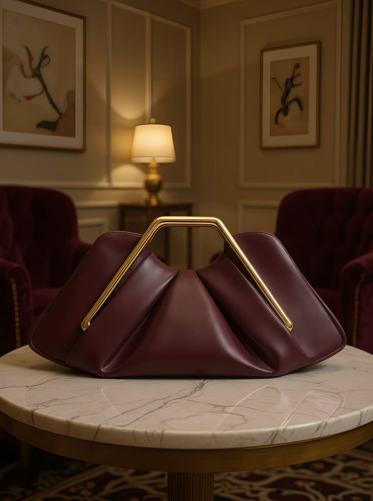 Retro-Style Framed Pleated Cloud Bag