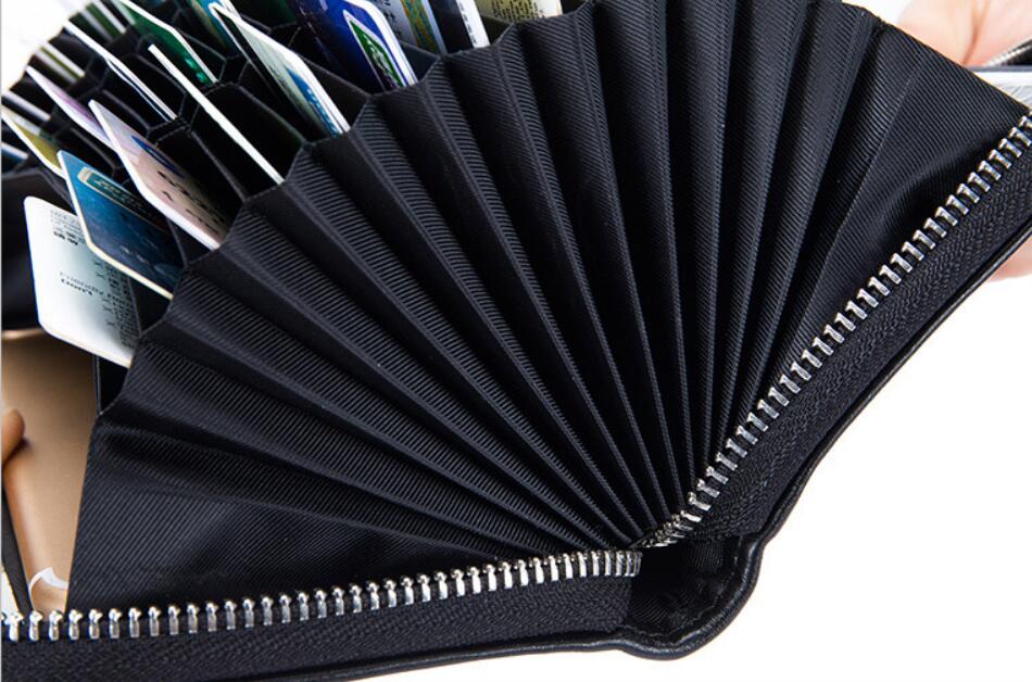Rfid Many Departments Wallet Cow Genuine Leather 36 Slots Card Holder Cell Phone Pocket