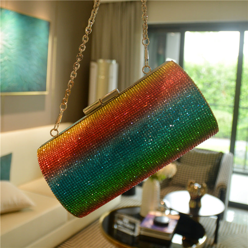 Rainbow Gradient Diamond Luxury Party Clutch