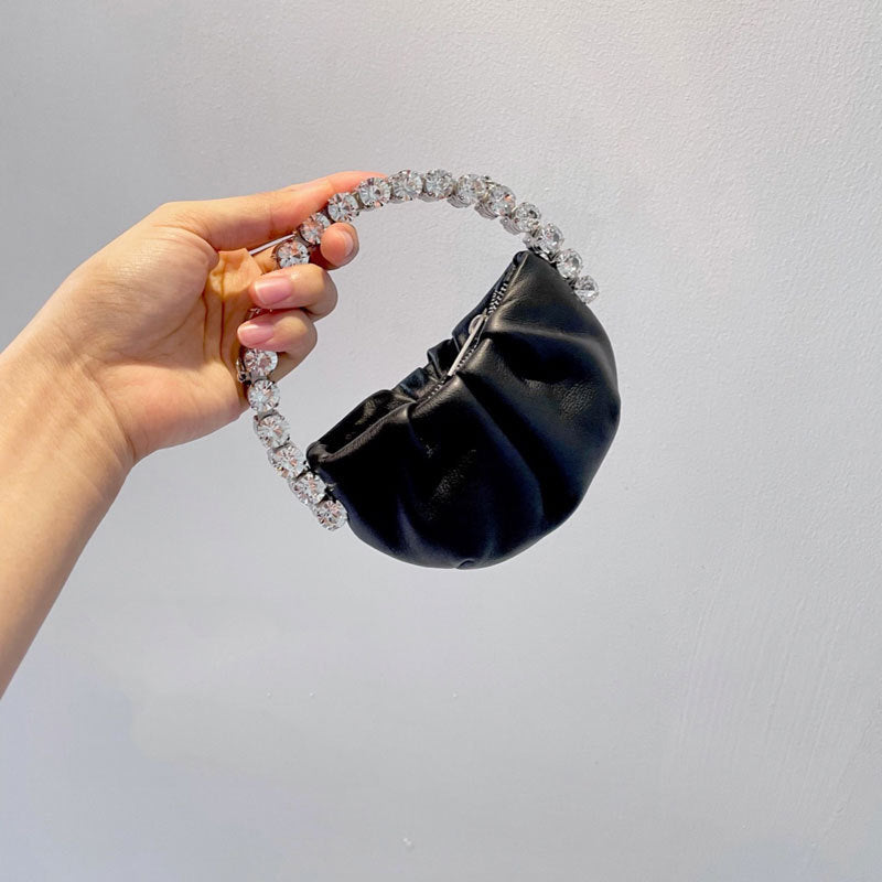 Diamond-Studded Pleated Dinner Bag