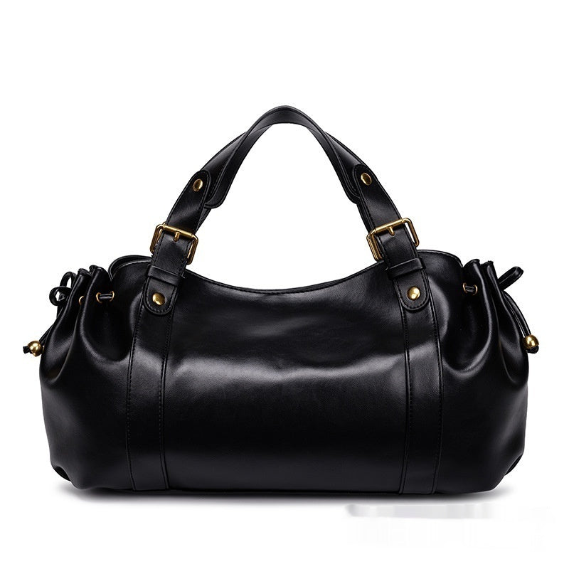 Solid-Color Simple Tote Shoulder Bag