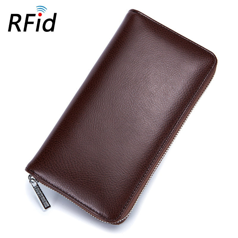 Rfid Many Departments Wallet Cow Genuine Leather 36 Slots Card Holder Cell Phone Pocket