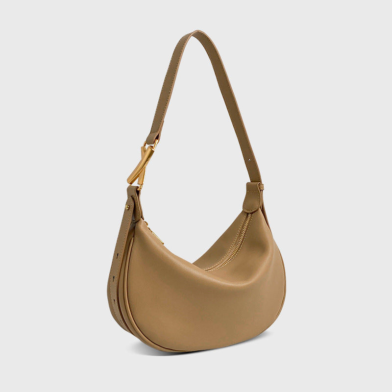 Simple Crescent Crossbody Soft Cow Leather Bag