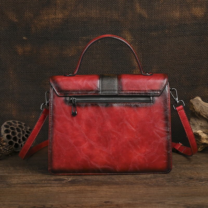 Dual-use Hand-embossed And Rubbed-color Handbags