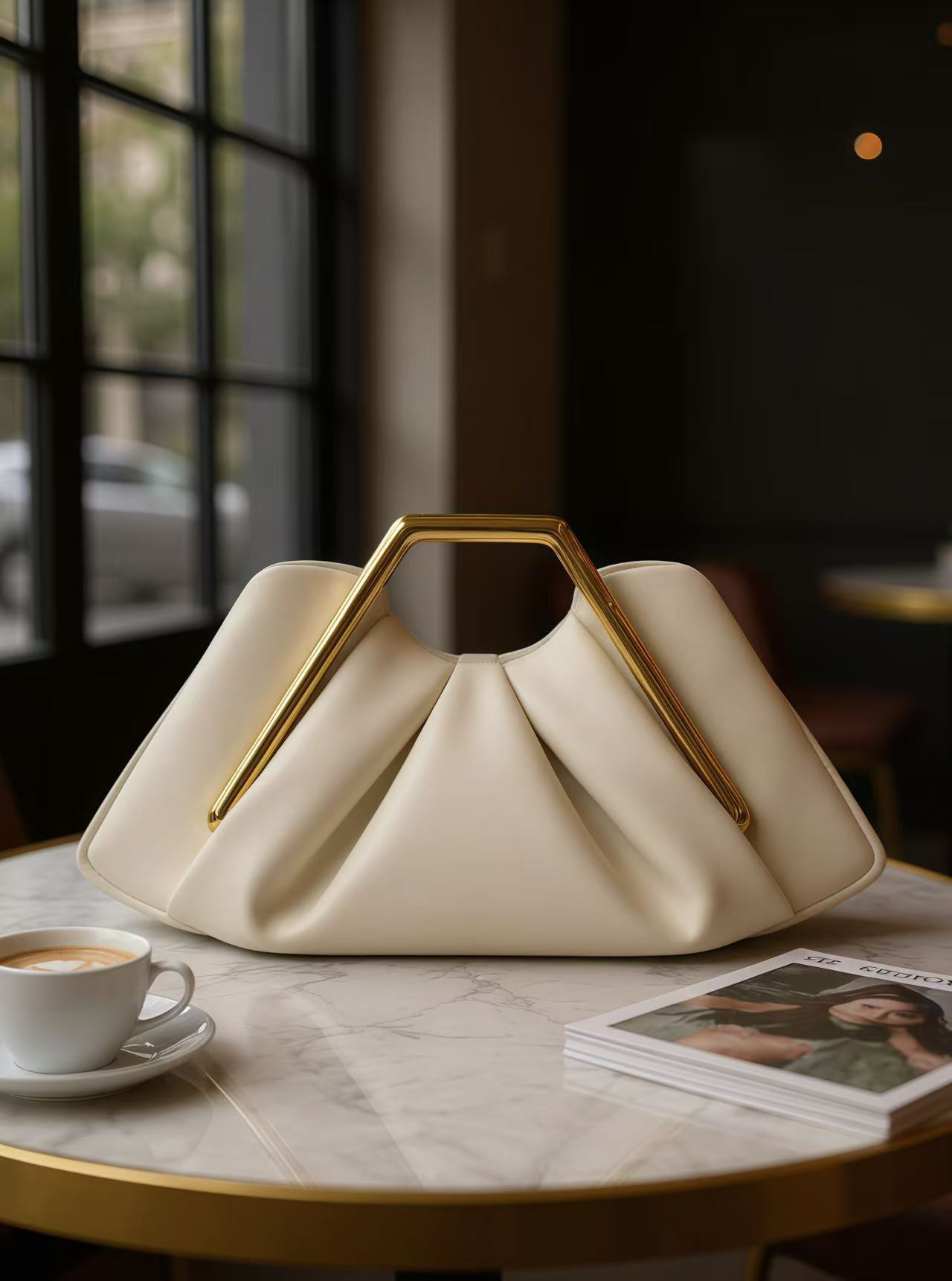 Retro-Style Framed Pleated Cloud Bag