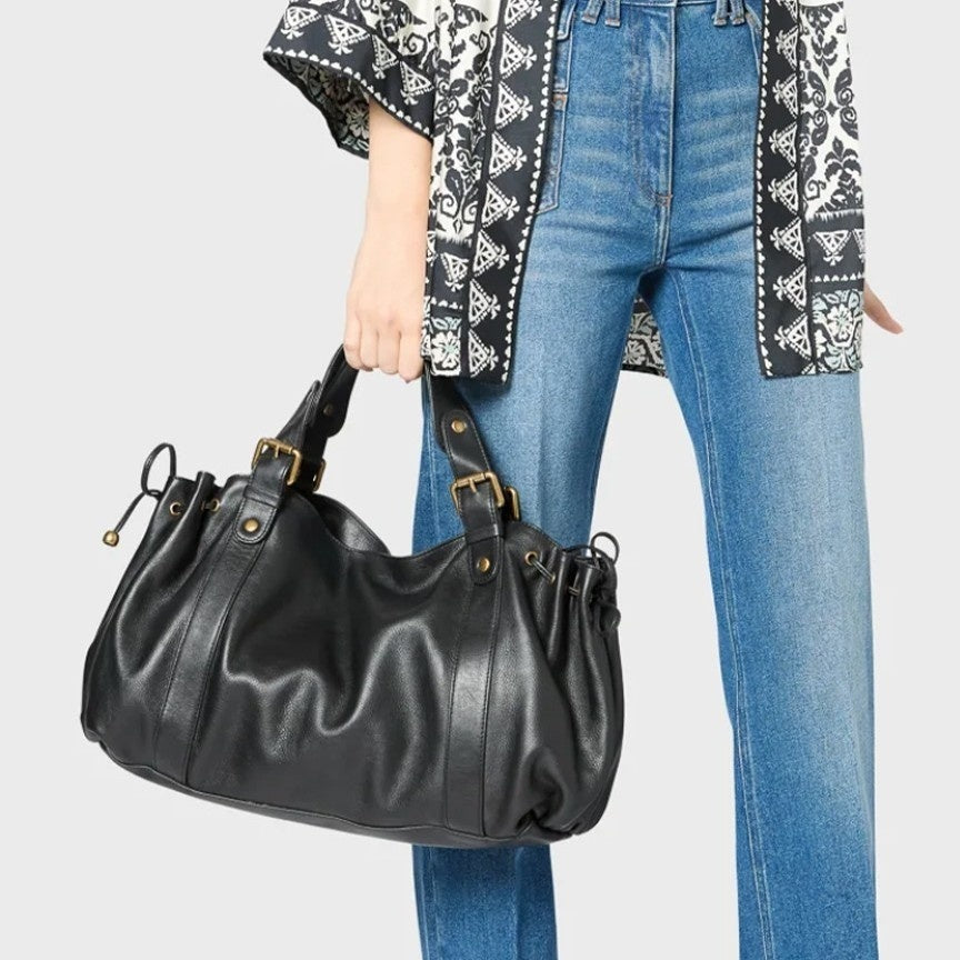 Solid-Color Simple Tote Shoulder Bag