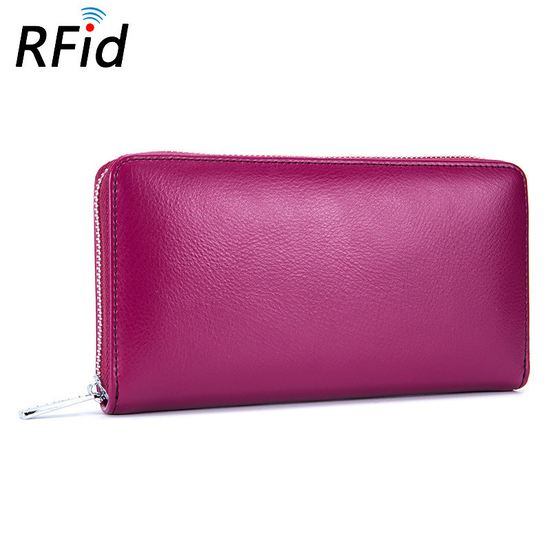 Rfid Many Departments Wallet Cow Genuine Leather 36 Slots Card Holder Cell Phone Pocket