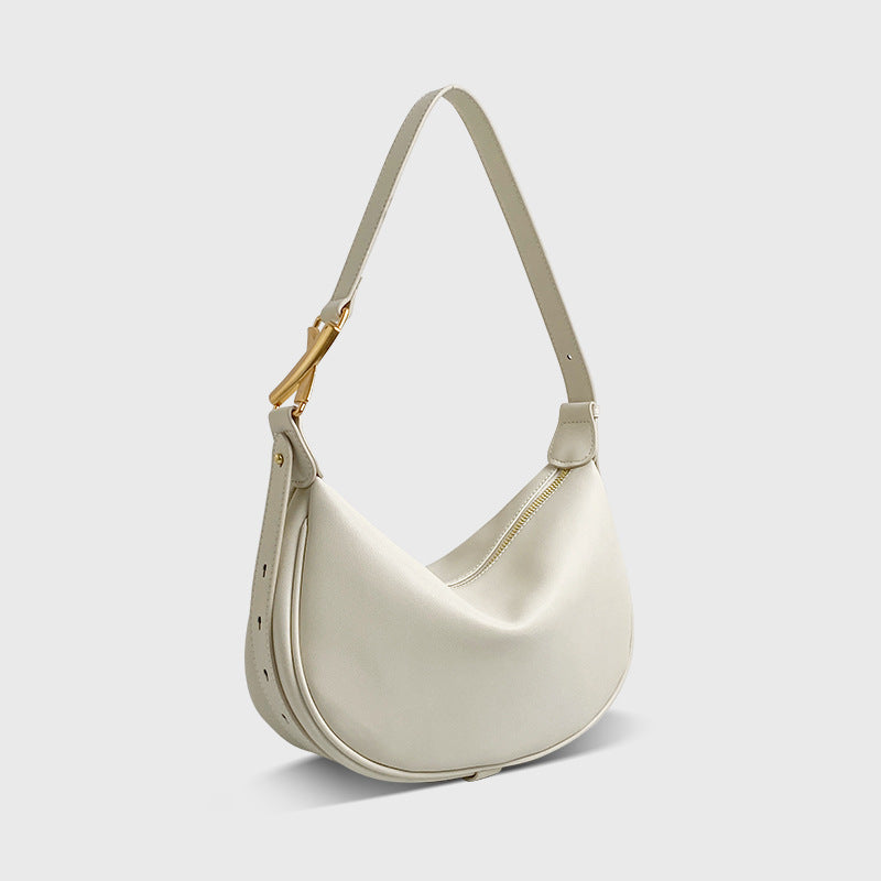Simple Crescent Crossbody Soft Cow Leather Bag