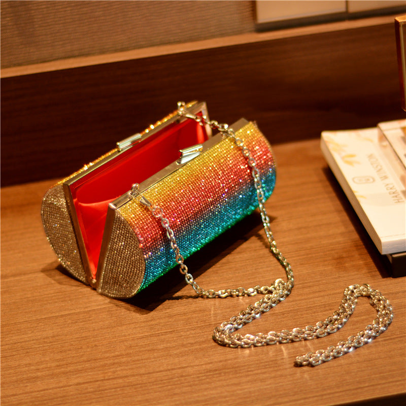 Rainbow Gradient Diamond Luxury Party Clutch