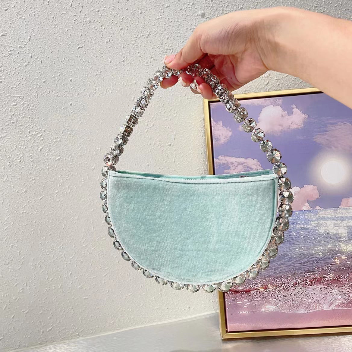 Vintage Banquet Rhinestone Semicircle Bag