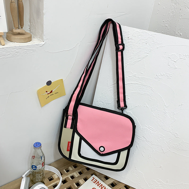 Two-dimensional one-shoulder messenger bag