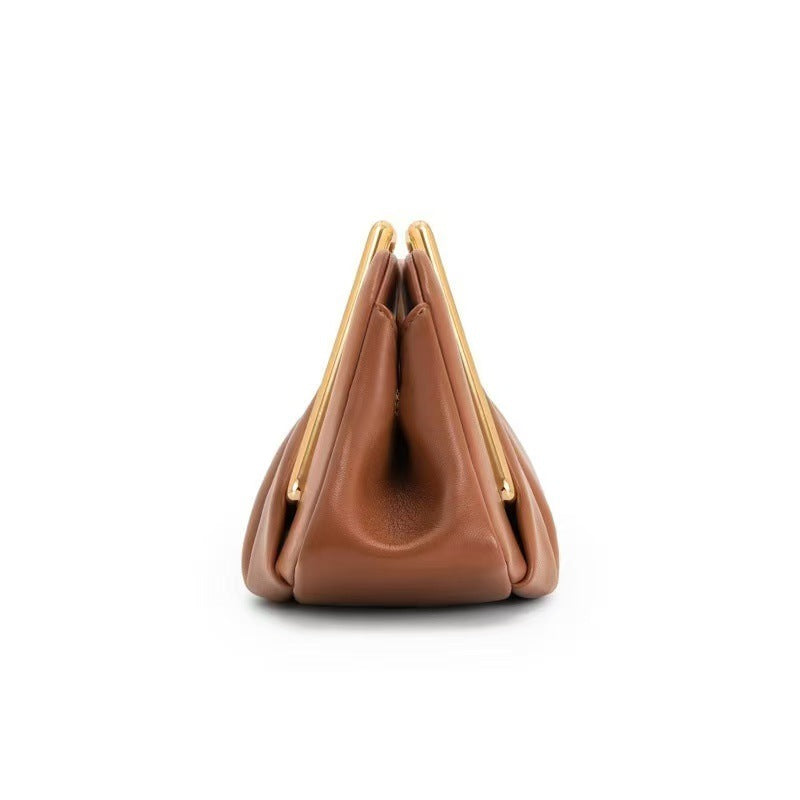 Retro-Style Framed Pleated Cloud Bag