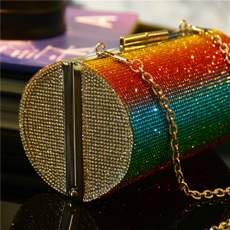 Rainbow Gradient Diamond Luxury Party Clutch