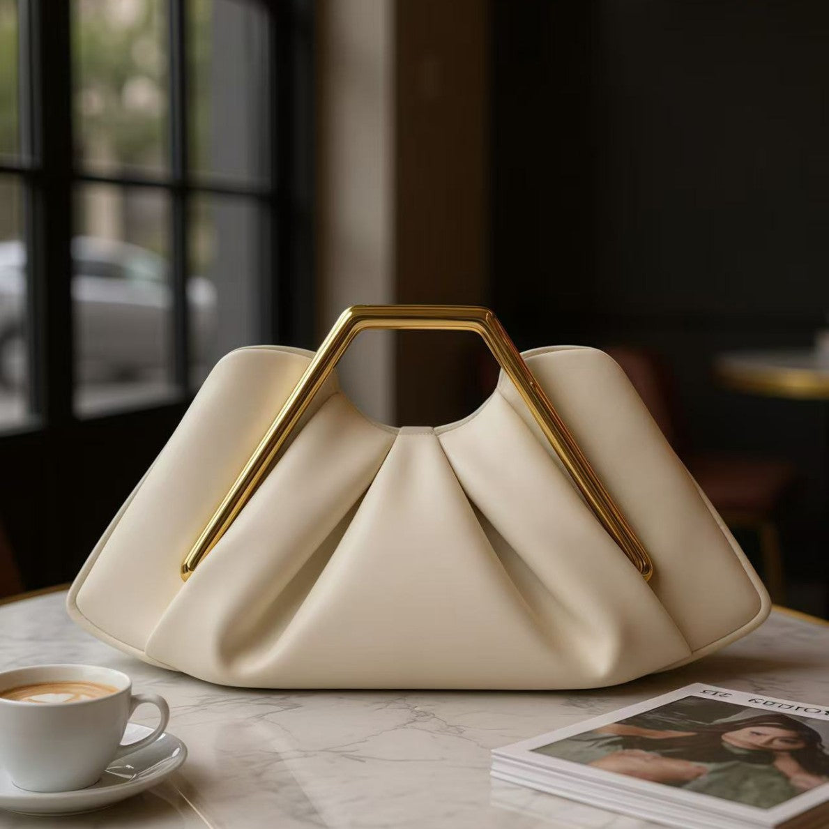 Retro-Style Framed Pleated Cloud Bag