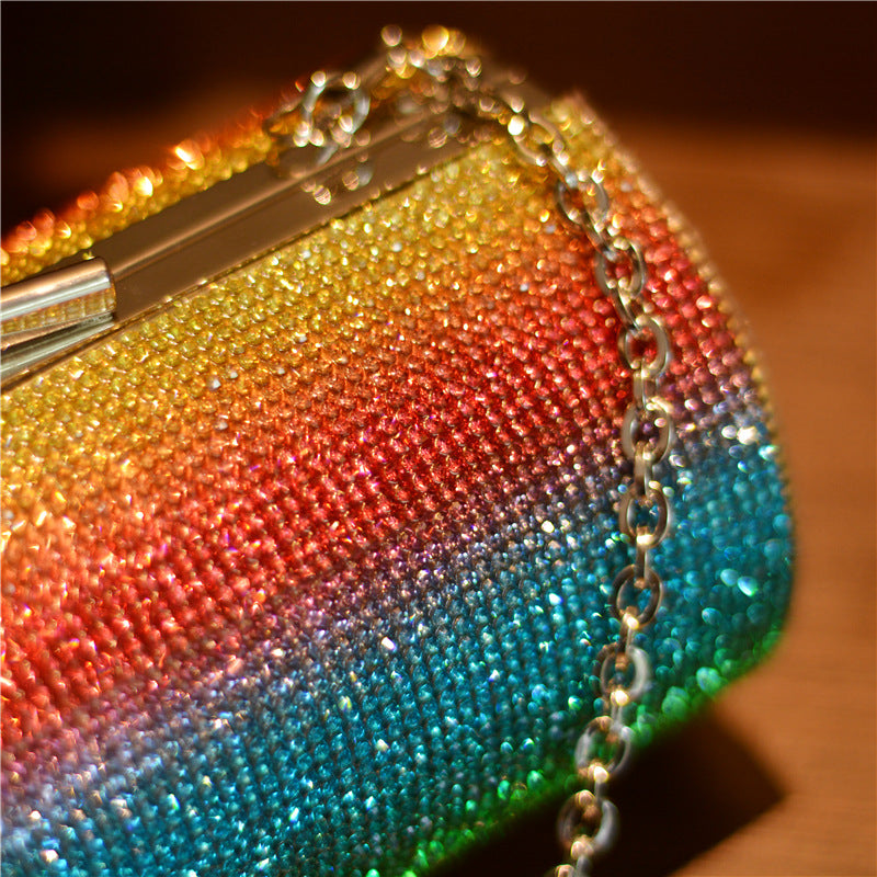 Rainbow Gradient Diamond Luxury Party Clutch
