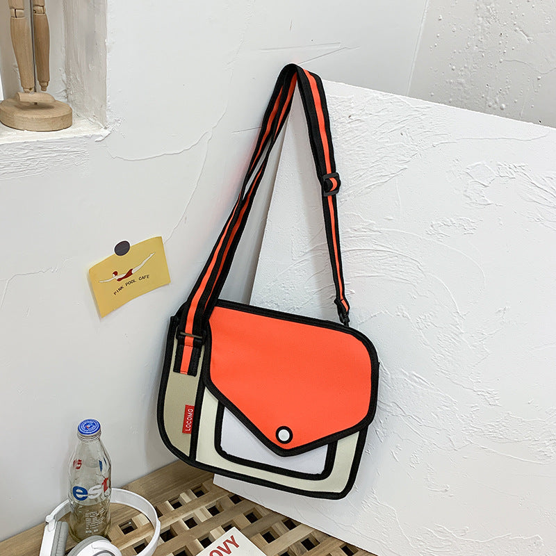 Two-dimensional one-shoulder messenger bag