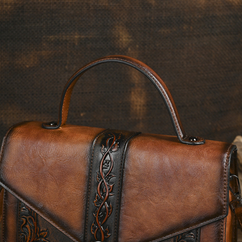 Dual-use Hand-embossed And Rubbed-color Handbags