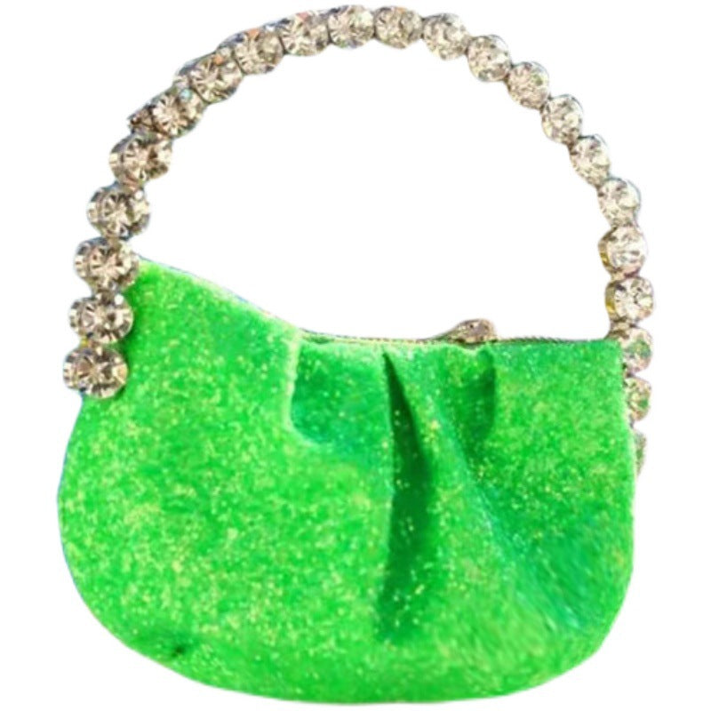 Diamond-Studded Pleated Dinner Bag