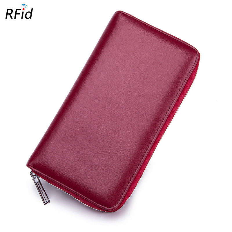 Rfid Many Departments Wallet Cow Genuine Leather 36 Slots Card Holder Cell Phone Pocket