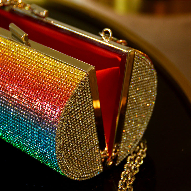 Rainbow Gradient Diamond Luxury Party Clutch