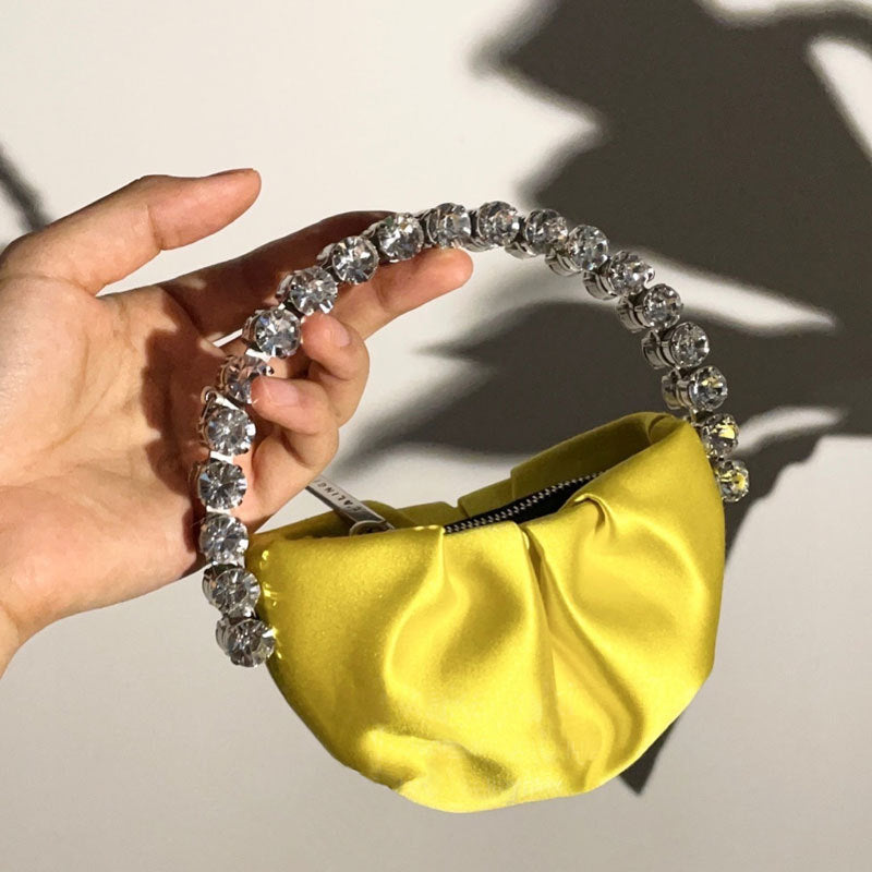 Diamond-Studded Pleated Dinner Bag