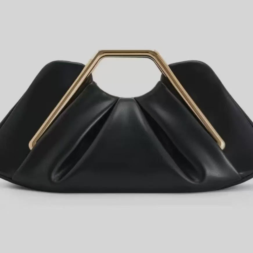 Retro-Style Framed Pleated Cloud Bag