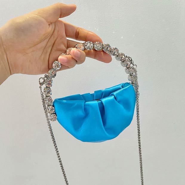 Diamond-Studded Pleated Dinner Bag