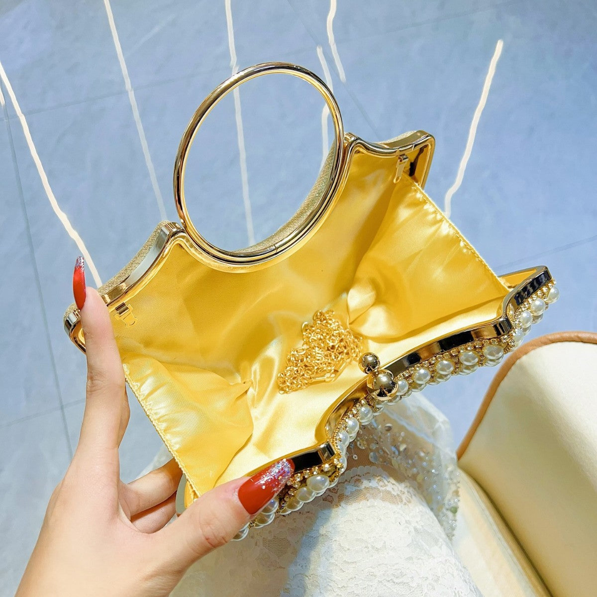 Pearl Classic Style Diamond Elegant Shoulder Bag