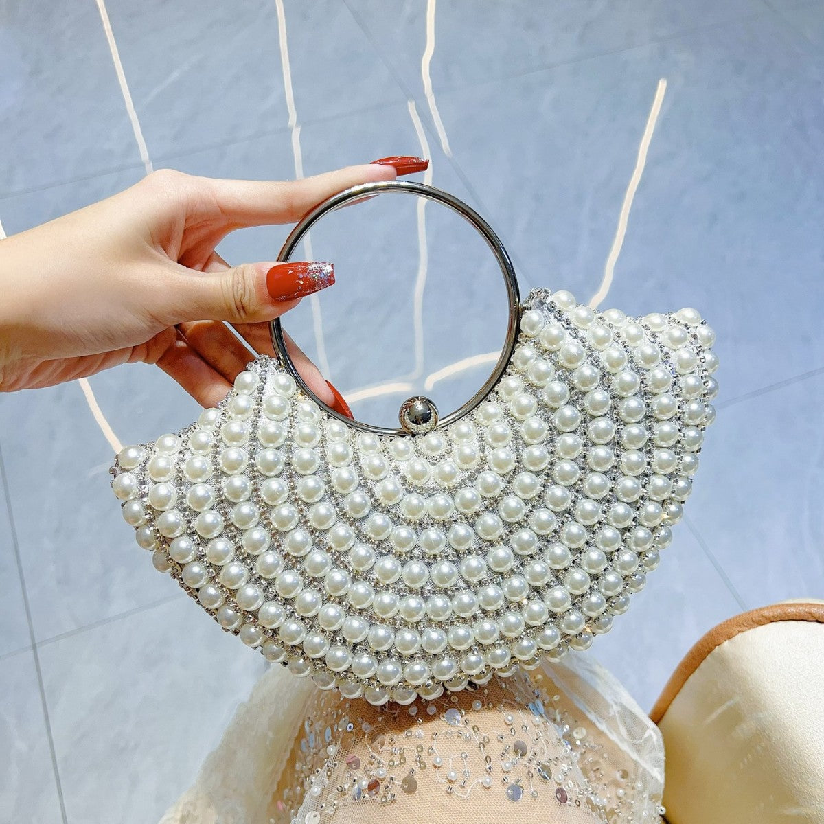 Pearl Classic Style Diamond Elegant Shoulder Bag