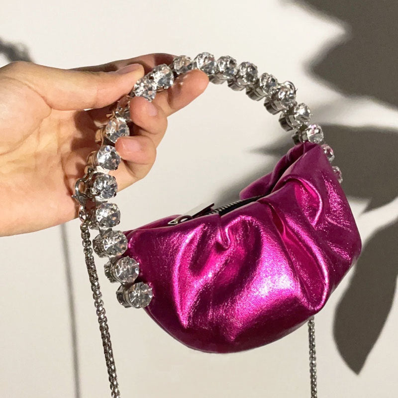 Diamond-Studded Pleated Dinner Bag