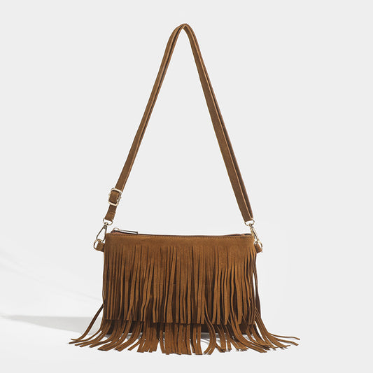 Matte Tassel Vintage Saddle Messenger Bag